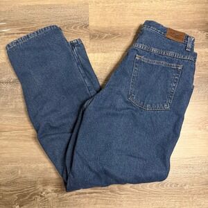 LL Bean Relaxed Fit Fleece Lined Jeans Womens 14 Reg Blue Denim High Rise 0WH23